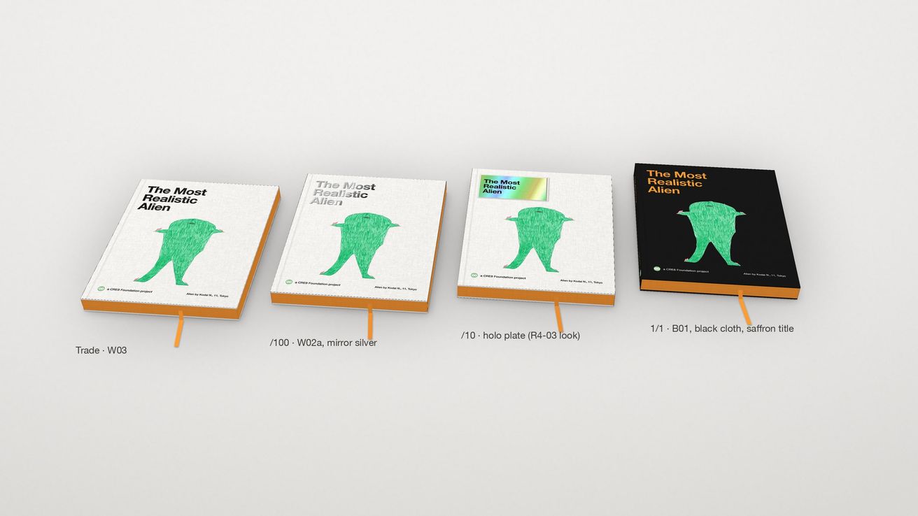 The four editions of Vol. 1 side by side: three in bright white cloth, one in black cloth with a saffron title.